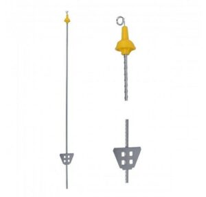 Veerstalen paal met krulisolator - 105cm