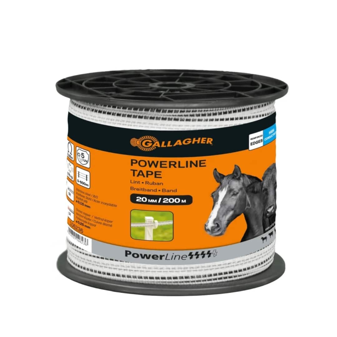 Gallagher PowerLine lint 200mtr / 20mm wit