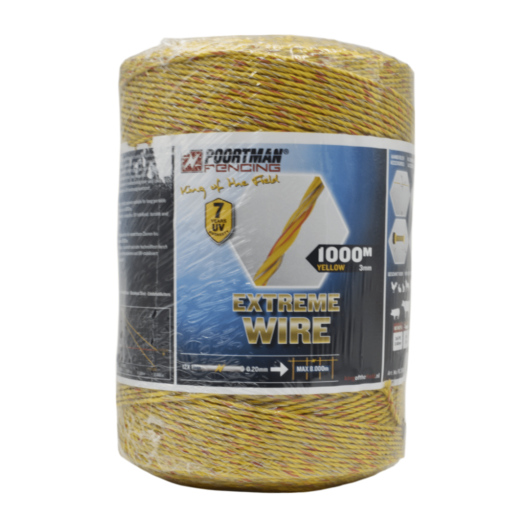 Poortman Extreme WIRE schrikdraad | geel | 1000m